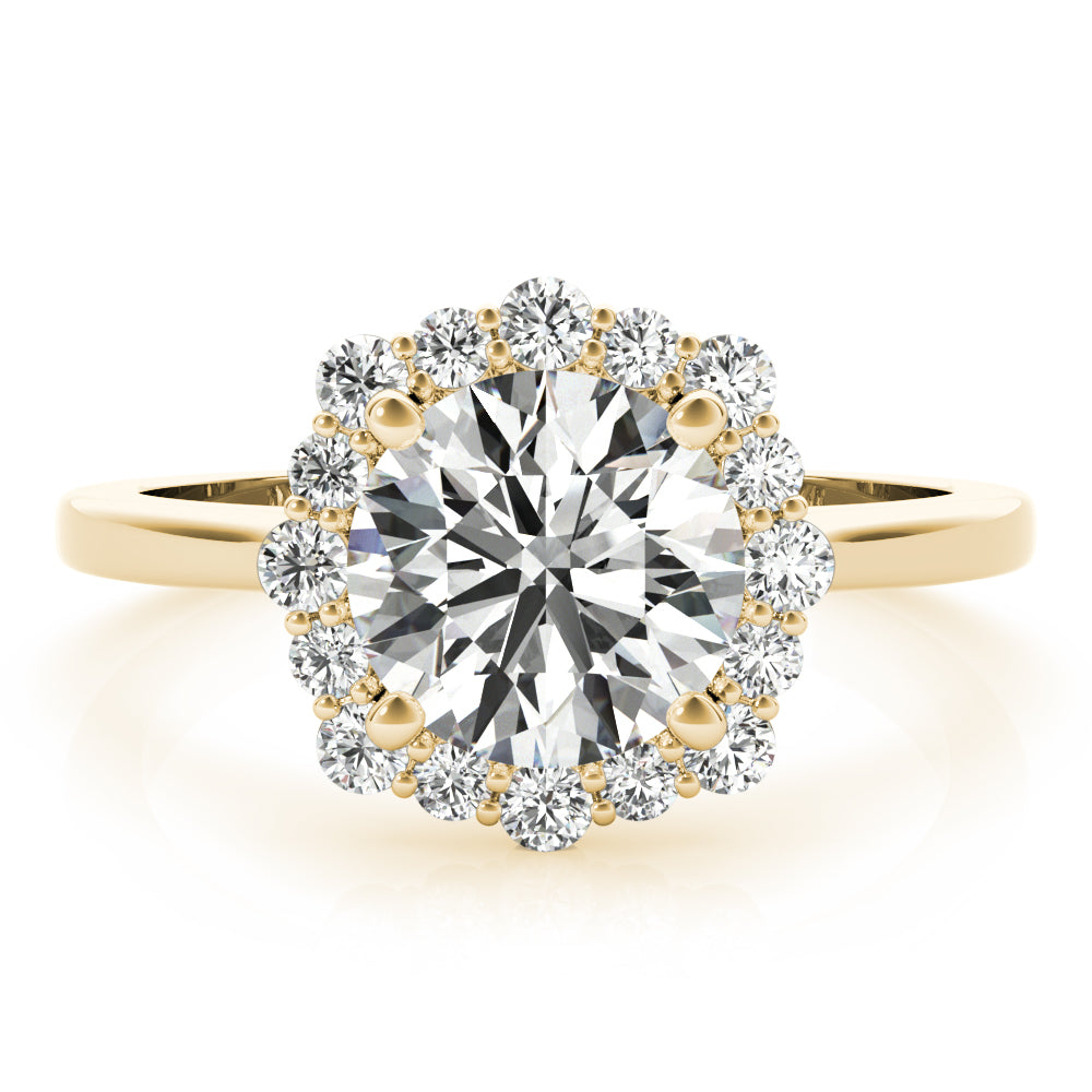 Round Halo Lab Grown Diamond Engagement Ring - VS1 D/E/F | 14K & 18K Gold | 14K Yellow Gold | Round Lab Diamond | Picasso Gold & Diamond Chicago