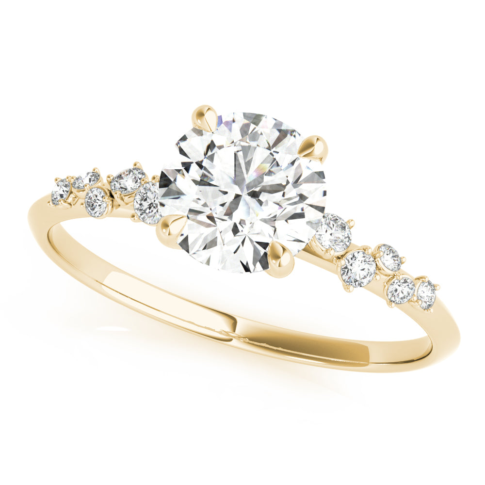 Round Single Row Lab Grown Diamond Engagement Ring - VS1 D/E/F | 14K & 18K Gold | 14K White Gold | Round Lab Diamond | Picasso Gold & Diamond Chicago