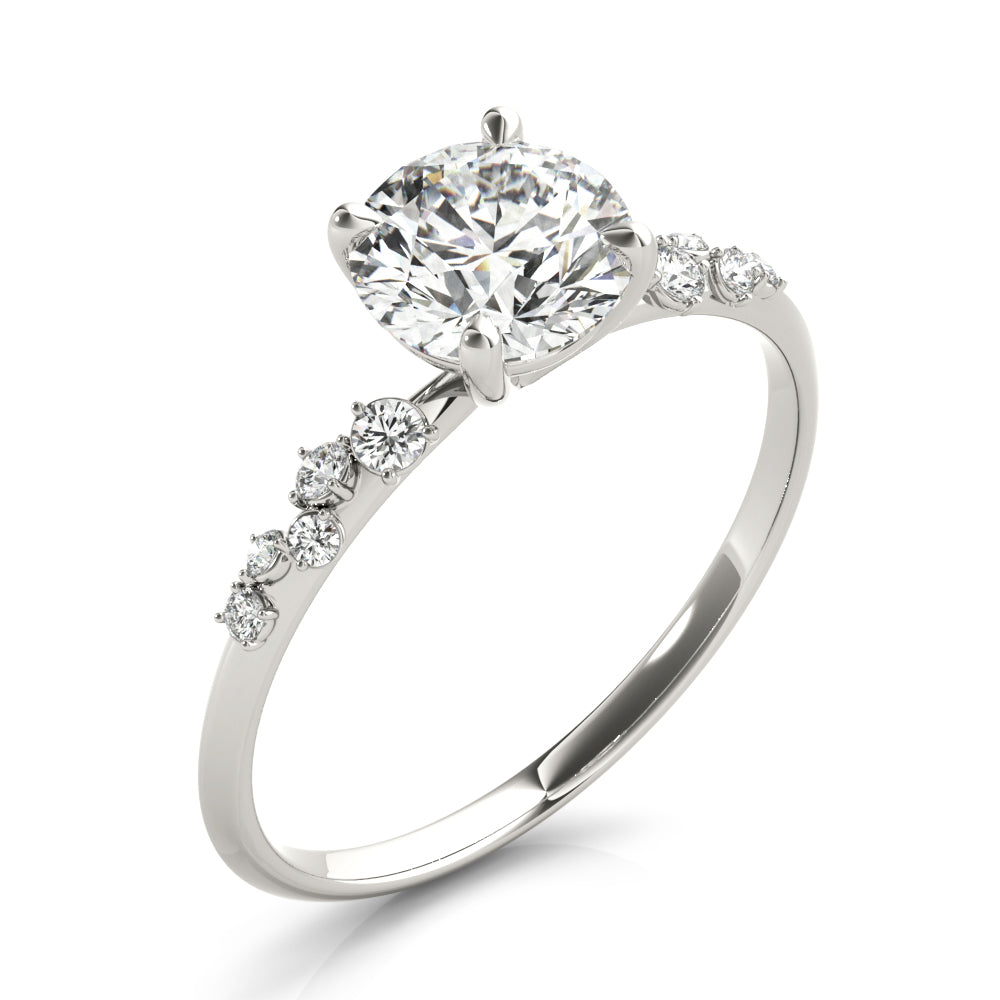 Round Single Row Lab Grown Diamond Engagement Ring - VS1 D/E/F | 14K & 18K Gold | 14K White Gold | Round Lab Diamond | Picasso Gold & Diamond Chicago