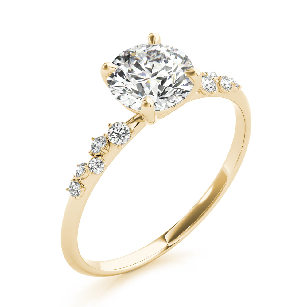 Round Single Row Lab Grown Diamond Engagement Ring - VS1 D/E/F | 14K & 18K Gold | 14K Yellow Gold | Round Lab Diamond | Picasso Gold & Diamond Chicago