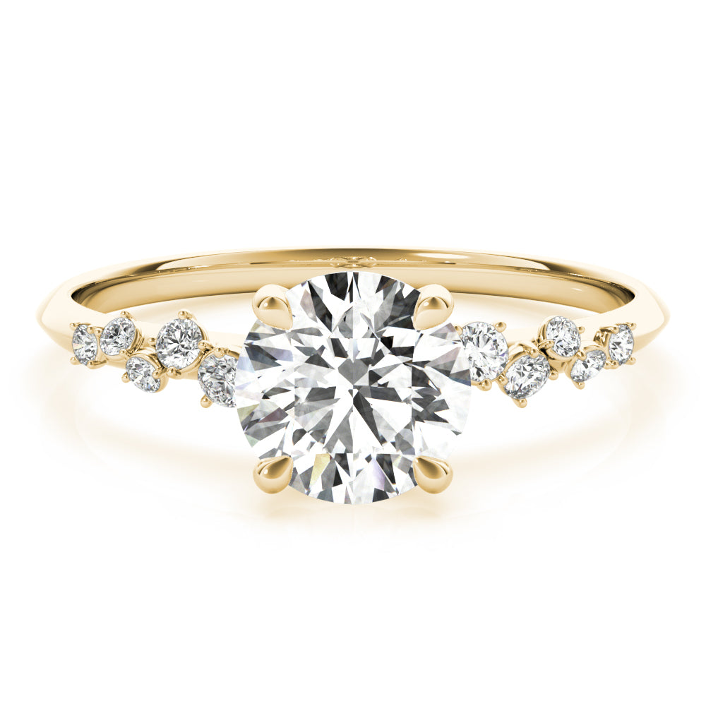 Round Single Row Lab Grown Diamond Engagement Ring - VS1 D/E/F | 14K & 18K Gold | 14K Yellow Gold | Round Lab Diamond | Picasso Gold & Diamond Chicago