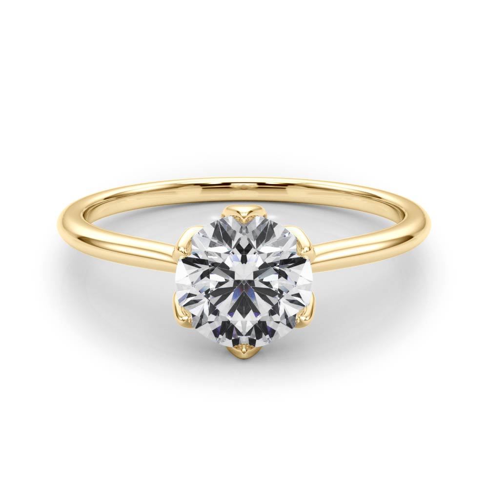 Round Nature Inspired Lab Grown Diamond Engagement Ring - VS1 D/E/F | 14K & 18K Gold | 14K Yellow Gold | Round Lab Diamond | Picasso Gold & Diamond Chicago