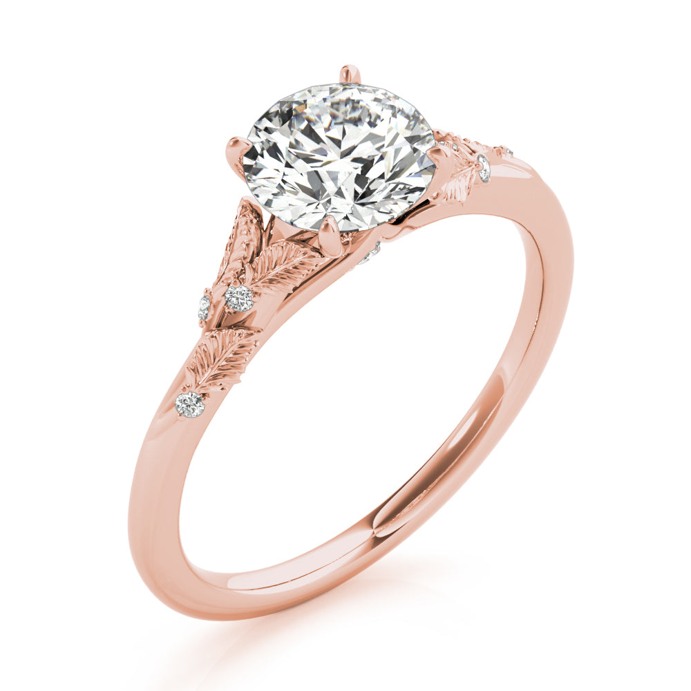 Round Nature Inspired Lab Grown Diamond Engagement Ring - VS1 D/E/F | 14K & 18K Gold | 14K Yellow Gold | Round Lab Diamond | Picasso Gold & Diamond Chicago