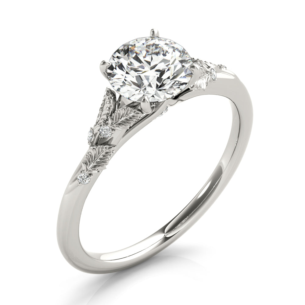 Round Nature Inspired Lab Grown Diamond Engagement Ring - VS1 D/E/F | 14K & 18K Gold | 14K Yellow Gold | Round Lab Diamond | Picasso Gold & Diamond Chicago