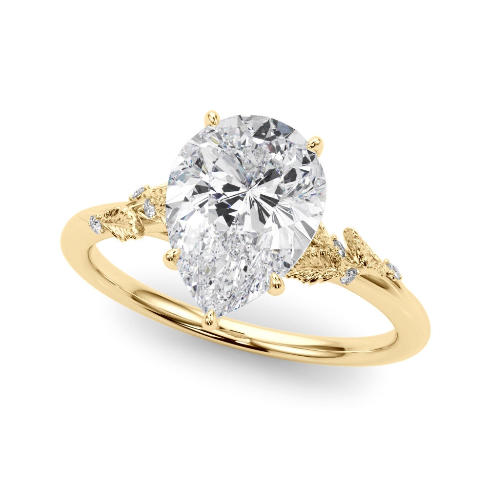 Round Nature Inspired Lab Grown Diamond Engagement Ring - VS1 D/E/F | 14K & 18K Gold | 18K Yellow Gold | Round Lab Diamond | Picasso Gold & Diamond Chicago