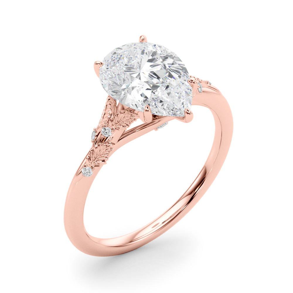 Round Nature Inspired Lab Grown Diamond Engagement Ring - VS1 D/E/F | 14K & 18K Gold | 18K Rose Gold | Round Lab Diamond | Picasso Gold & Diamond Chicago