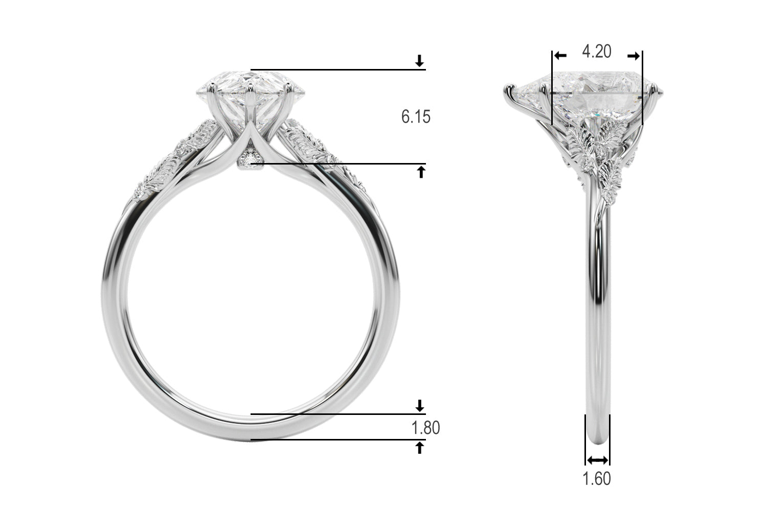 Round Nature Inspired Lab Grown Diamond Engagement Ring - VS1 D/E/F | 14K & 18K Gold | Lab Grown Diamond Engagement Ring | Picasso Gold & Diamond | Chicago