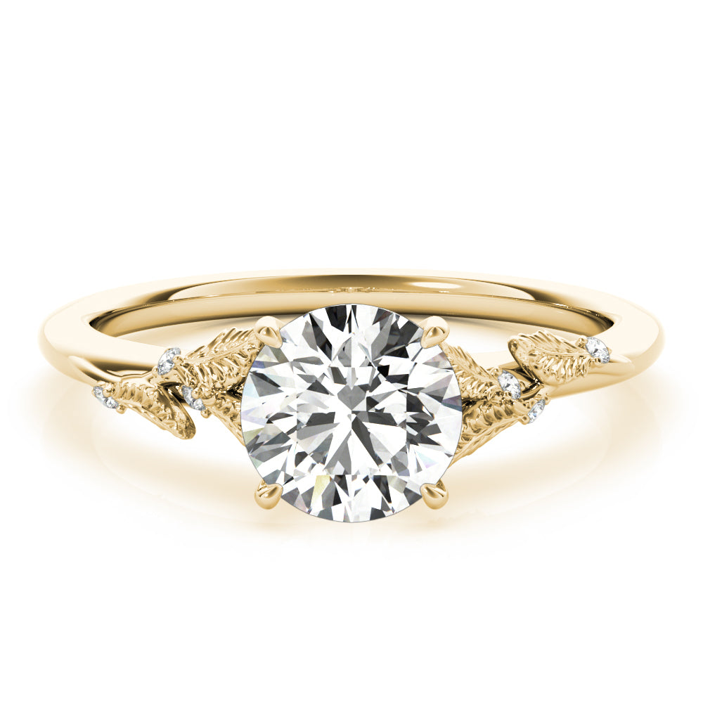 Round Nature Inspired Lab Grown Diamond Engagement Ring - VS1 D/E/F | 14K & 18K Gold | 14K Yellow Gold | Round Lab Diamond | Picasso Gold & Diamond Chicago
