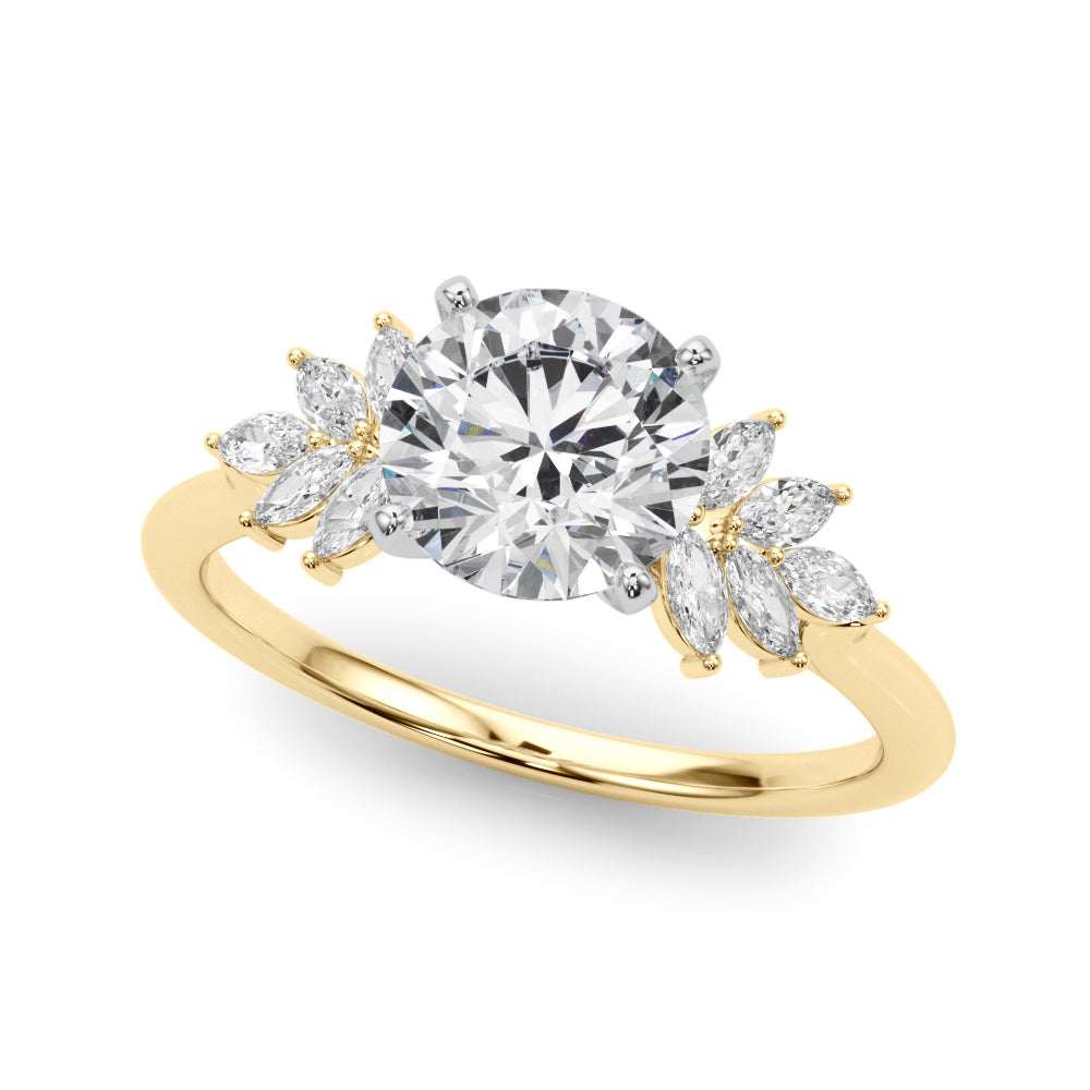 Round Cluster Lab Grown Diamond Engagement Ring - VS1 D/E/F | 14K & 18K Gold | 14K White Gold | Round Lab Diamond | Picasso Gold & Diamond Chicago