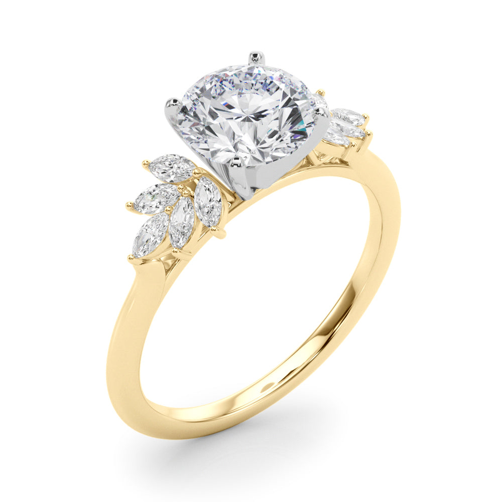 Round Cluster Lab Grown Diamond Engagement Ring - VS1 D/E/F | 14K & 18K Gold | 14K Yellow Gold | Round Lab Diamond | Picasso Gold & Diamond Chicago
