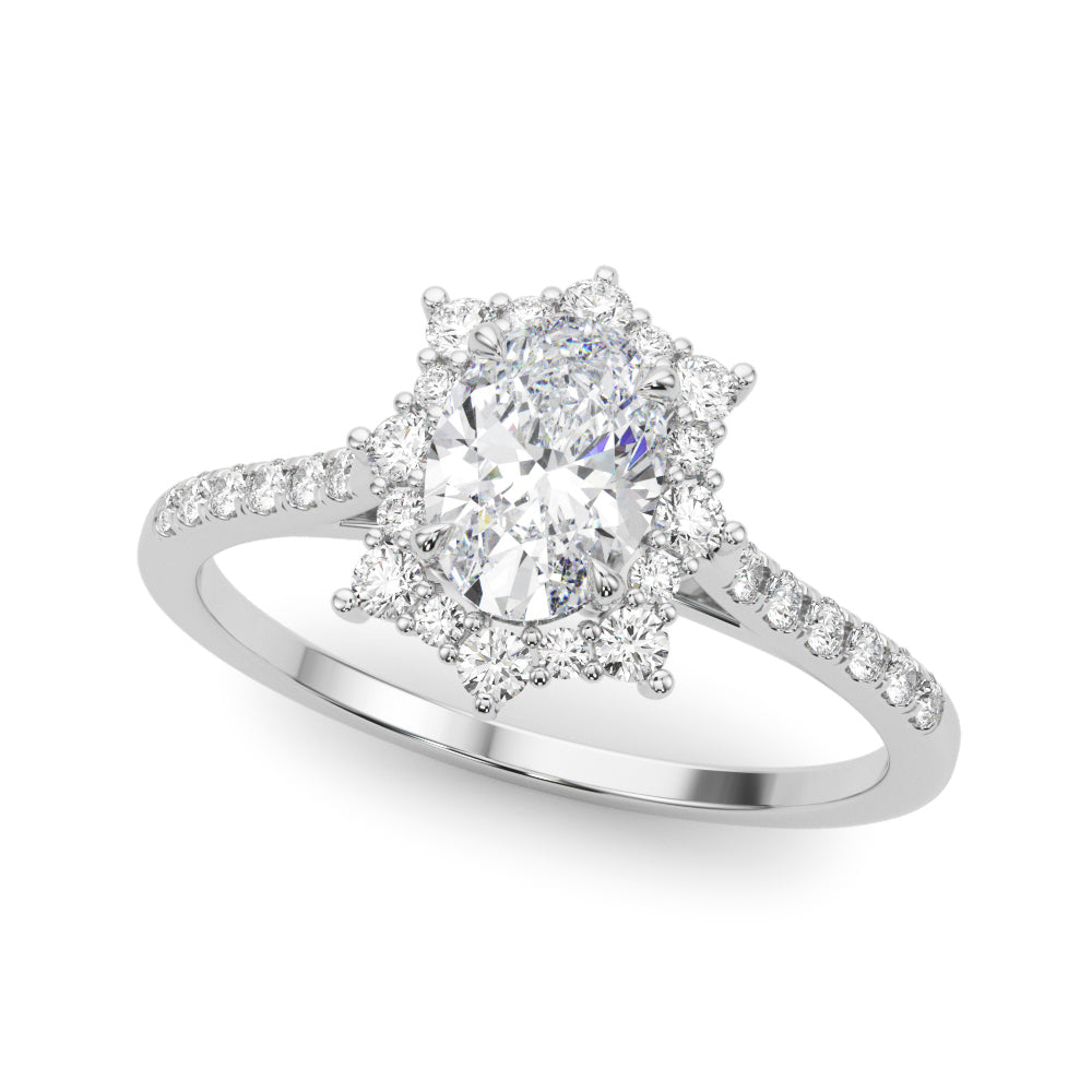 Oval Halo Lab Grown Diamond Engagement Ring - VS1 D/E/F | 14K & 18K Gold | 14K White Gold | Oval Lab Diamond | Picasso Gold & Diamond Chicago