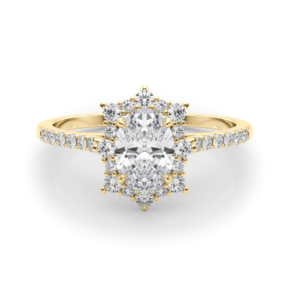 Oval Halo Lab Grown Diamond Engagement Ring - VS1 D/E/F | 14K & 18K Gold | 14K Yellow Gold | Oval Lab Diamond | Picasso Gold & Diamond Chicago