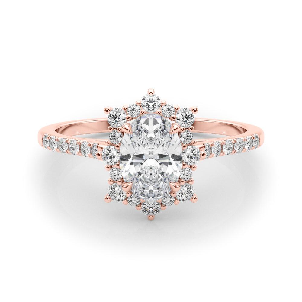Oval Halo Lab Grown Diamond Engagement Ring - VS1 D/E/F | 14K & 18K Gold | 14K Yellow Gold | Oval Lab Diamond | Picasso Gold & Diamond Chicago