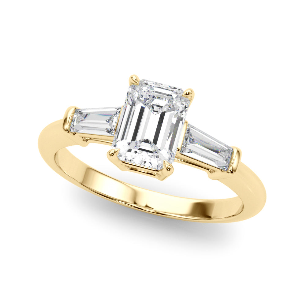 Emerald Cut Three Stone Lab Grown Diamond Engagement Ring - VS1 D/E/F | 14K & 18K Gold | 14K White Gold | Emerald Cut Lab Diamond | Picasso Gold & Diamond Chicago