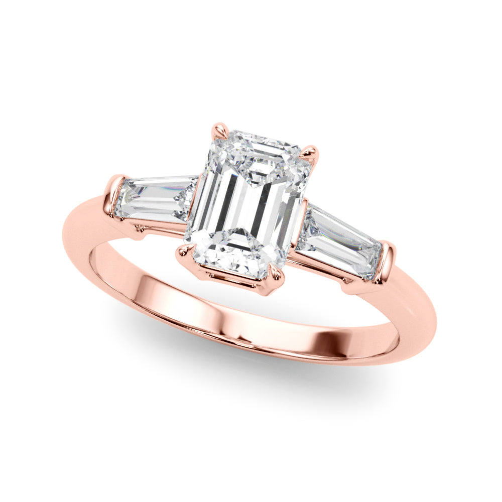 Emerald Cut Three Stone Lab Grown Diamond Engagement Ring - VS1 D/E/F | 14K & 18K Gold | 14K White Gold | Emerald Cut Lab Diamond | Picasso Gold & Diamond Chicago
