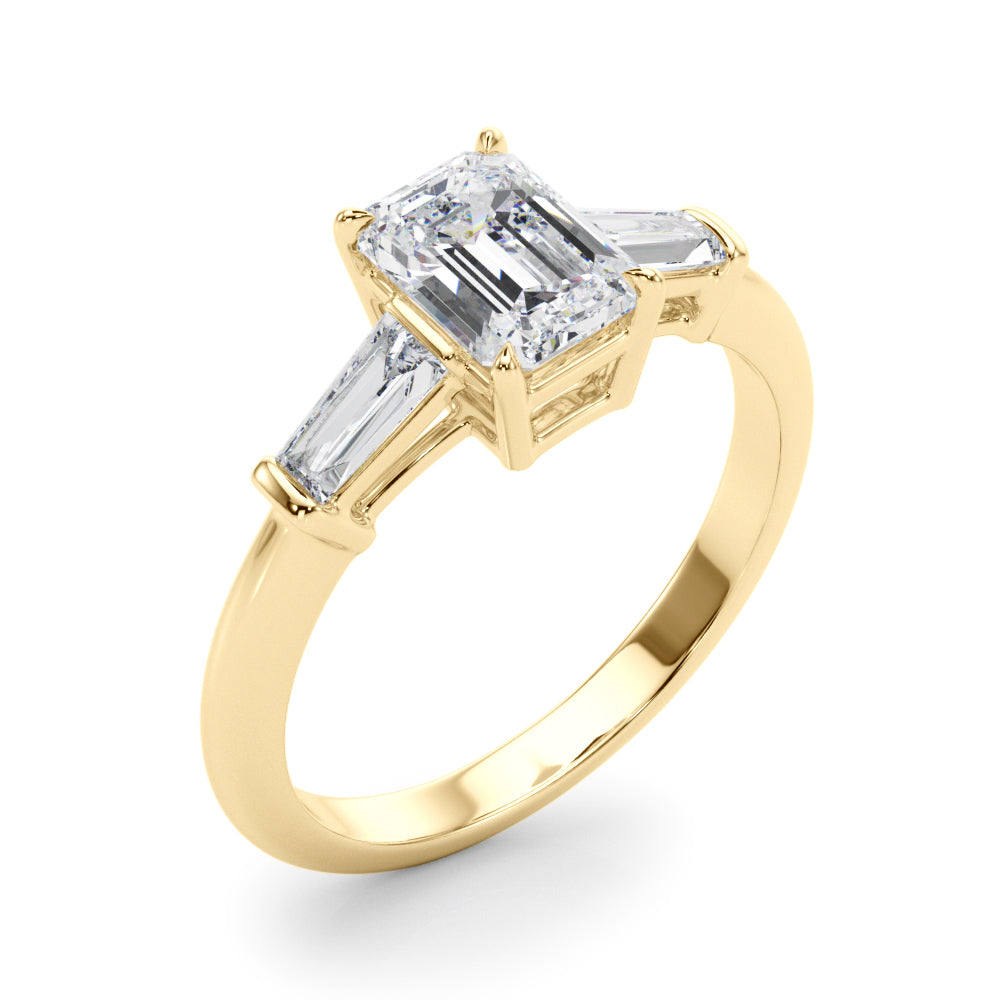 Emerald Cut Three Stone Lab Grown Diamond Engagement Ring - VS1 D/E/F | 14K & 18K Gold | 14K White Gold | Emerald Cut Lab Diamond | Picasso Gold & Diamond Chicago
