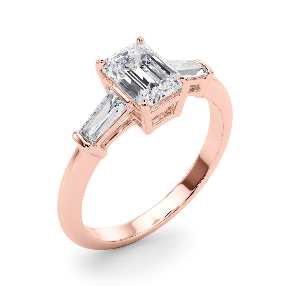 Emerald Cut Three Stone Lab Grown Diamond Engagement Ring - VS1 D/E/F | 14K & 18K Gold | 14K Yellow Gold | Emerald Cut Lab Diamond | Picasso Gold & Diamond Chicago