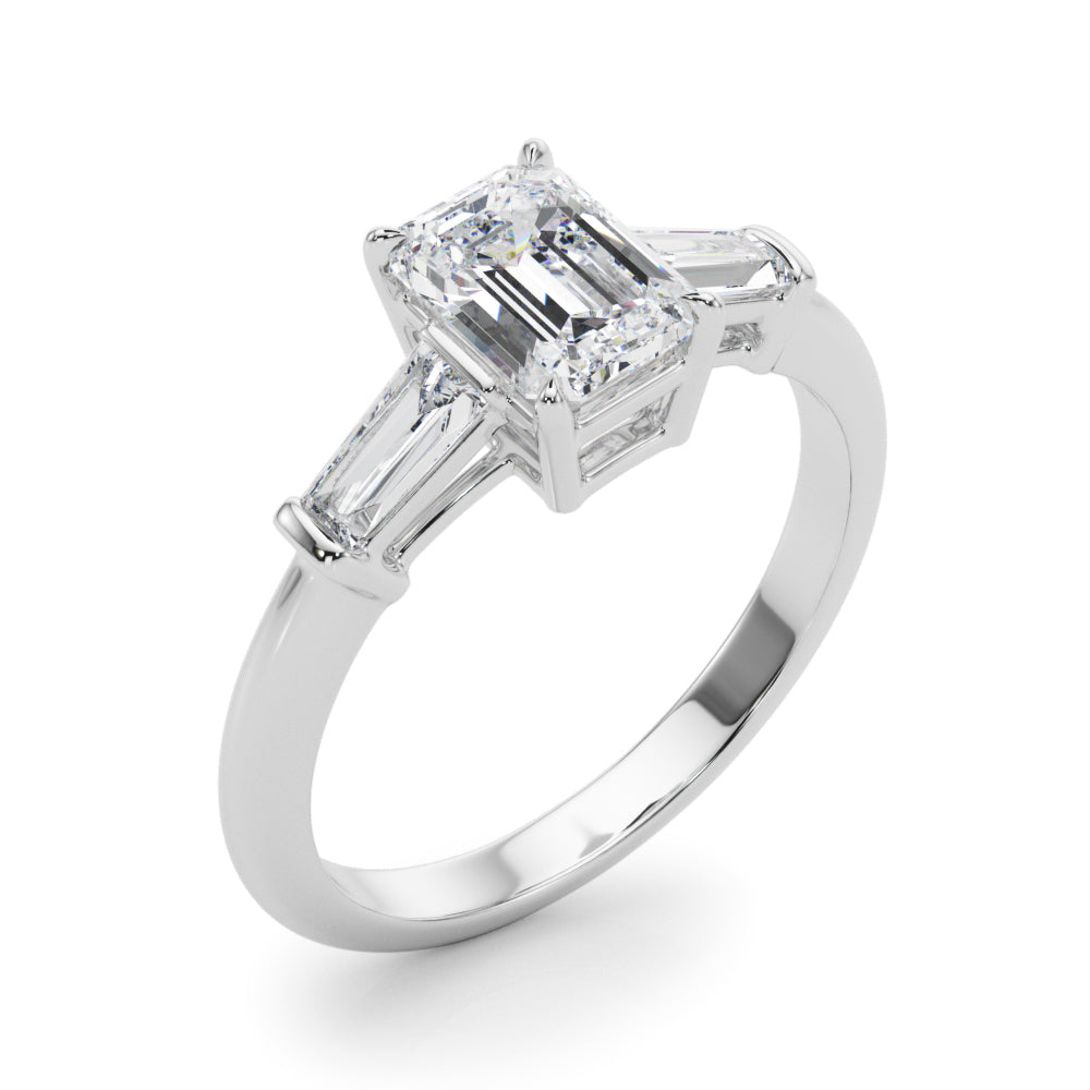 Emerald Cut Three Stone Lab Grown Diamond Engagement Ring - VS1 D/E/F | 14K & 18K Gold | 14K Yellow Gold | Emerald Cut Lab Diamond | Picasso Gold & Diamond Chicago