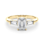 Emerald Cut Three Stone Lab Grown Diamond Engagement Ring - VS1 D/E/F | 14K & 18K Gold | 14K Yellow Gold | Emerald Cut Lab Diamond | Picasso Gold & Diamond Chicago