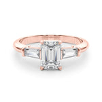 Emerald Cut Three Stone Lab Grown Diamond Engagement Ring - VS1 D/E/F | 14K & 18K Gold | 14K Yellow Gold | Emerald Cut Lab Diamond | Picasso Gold & Diamond Chicago