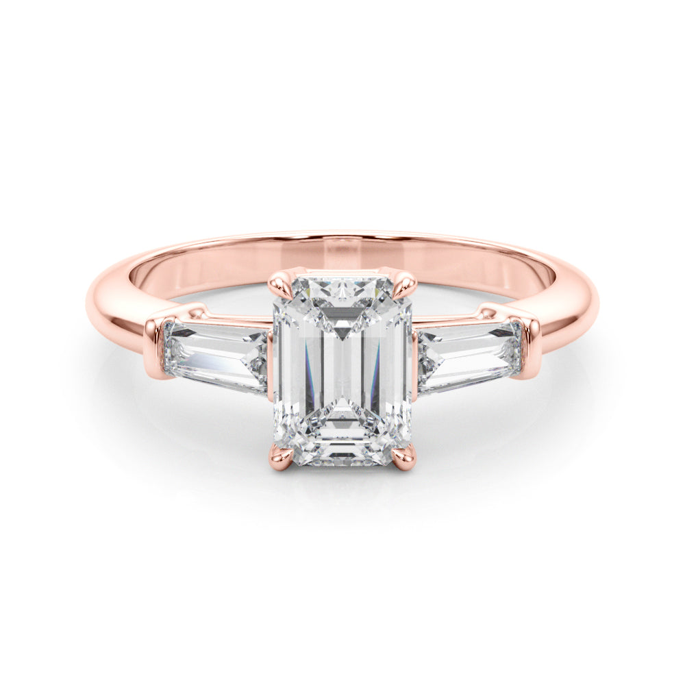 Emerald Cut Three Stone Lab Grown Diamond Engagement Ring - VS1 D/E/F | 14K & 18K Gold | 14K Yellow Gold | Emerald Cut Lab Diamond | Picasso Gold & Diamond Chicago