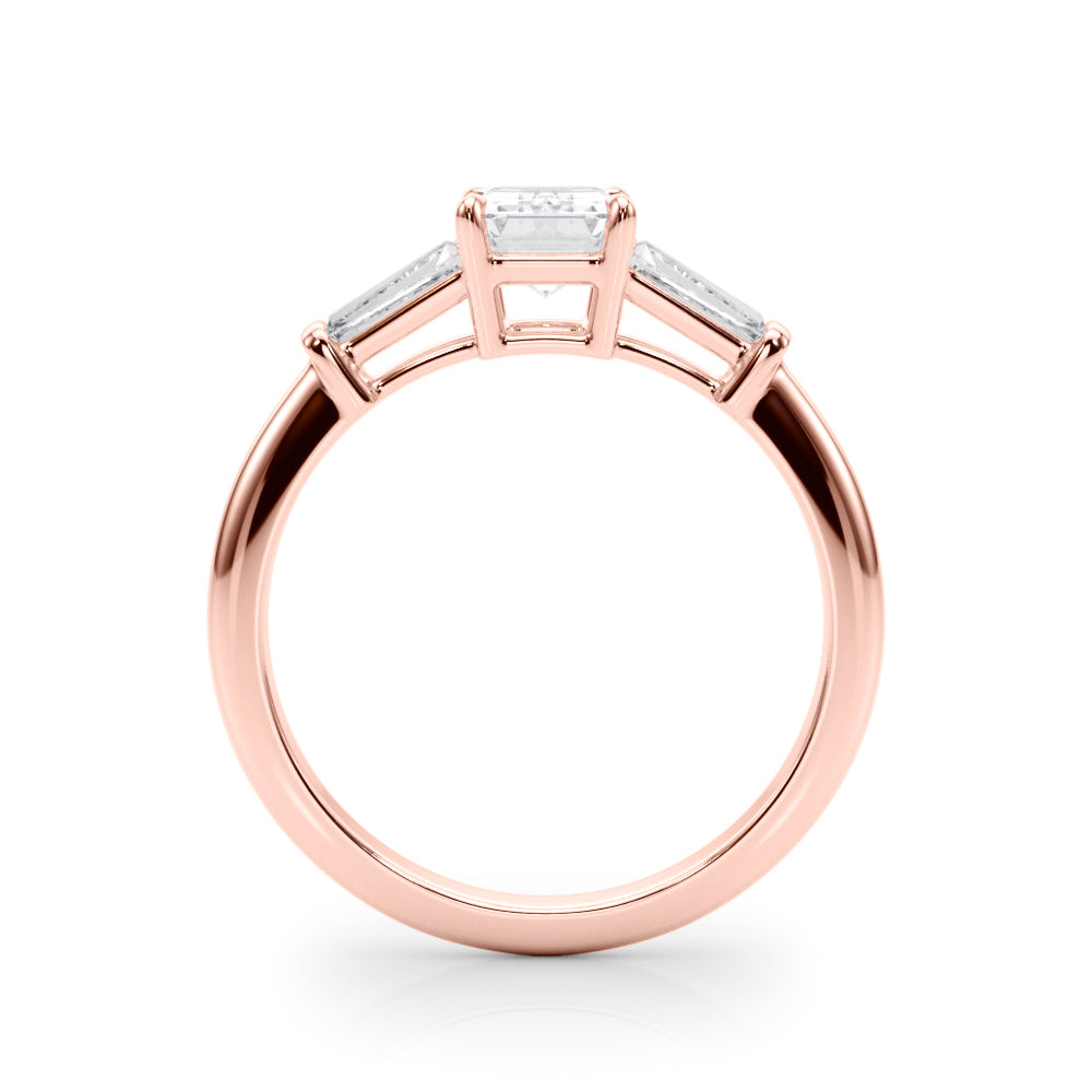 Emerald Cut Three Stone Lab Grown Diamond Engagement Ring - VS1 D/E/F | 14K & 18K Gold | 14K Rose Gold | Emerald Cut Lab Diamond | Picasso Gold & Diamond Chicago