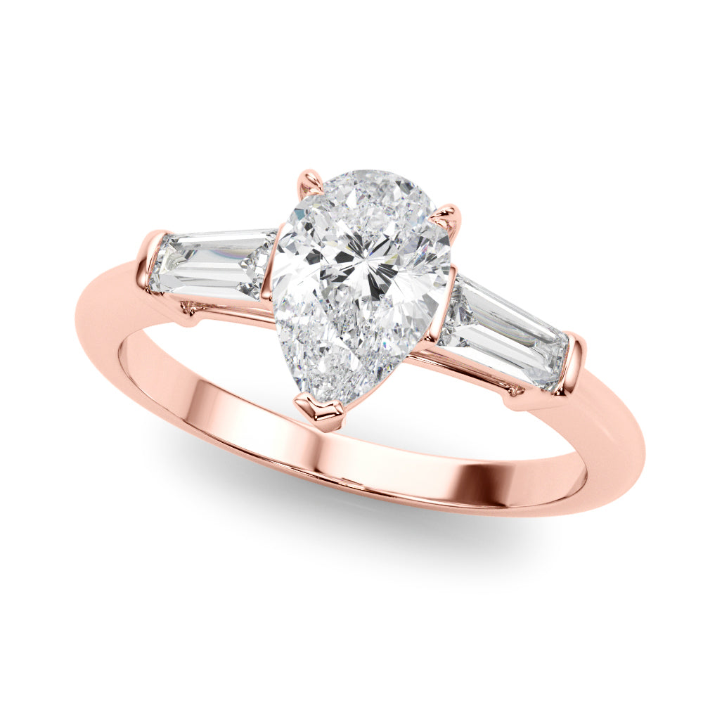 Pear Three Stone Lab Grown Diamond Engagement Ring - VS1 D/E/F | 14K & 18K Gold | 14K White Gold | Pear Lab Diamond | Picasso Gold & Diamond Chicago