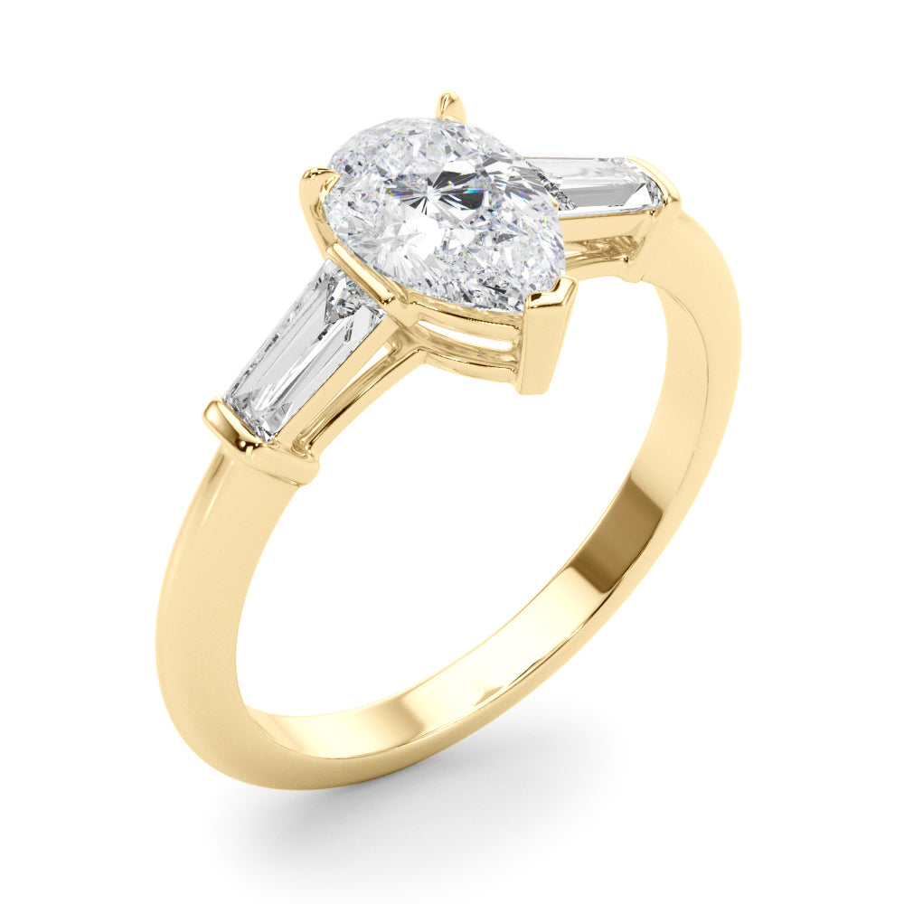 Pear Three Stone Lab Grown Diamond Engagement Ring - VS1 D/E/F | 14K & 18K Gold | 14K White Gold | Pear Lab Diamond | Picasso Gold & Diamond Chicago
