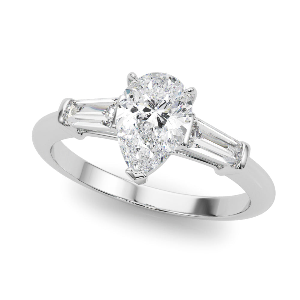 Pear Three Stone Lab Grown Diamond Engagement Ring - VS1 D/E/F | 14K & 18K Gold | 14K White Gold | Pear Lab Diamond | Picasso Gold & Diamond Chicago