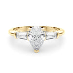 Pear Three Stone Lab Grown Diamond Engagement Ring - VS1 D/E/F | 14K & 18K Gold | 14K Yellow Gold | Pear Lab Diamond | Picasso Gold & Diamond Chicago