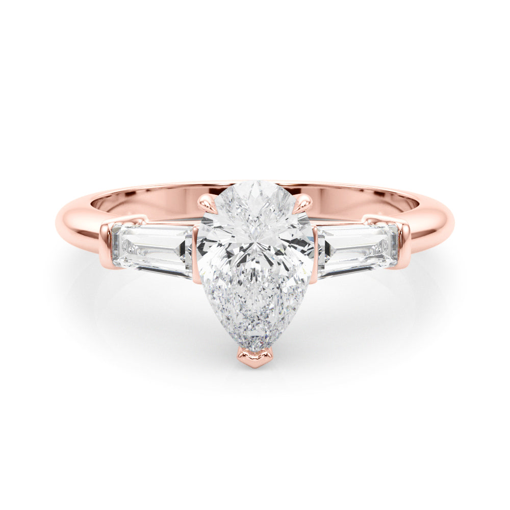 Pear Three Stone Lab Grown Diamond Engagement Ring - VS1 D/E/F | 14K & 18K Gold | 14K Yellow Gold | Pear Lab Diamond | Picasso Gold & Diamond Chicago