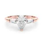 Pear Three Stone Lab Grown Diamond Engagement Ring - VS1 D/E/F | 14K & 18K Gold | 14K Yellow Gold | Pear Lab Diamond | Picasso Gold & Diamond Chicago