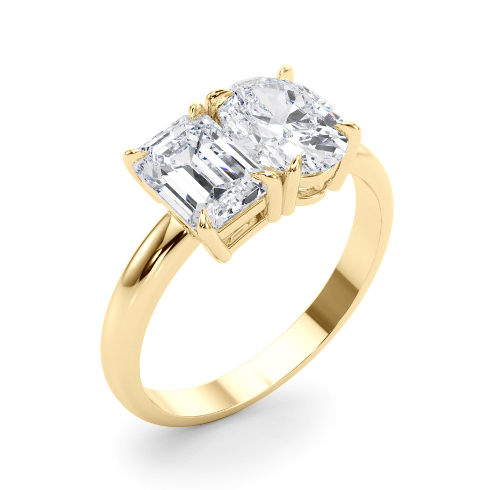 Oval-Emerald Two Stone Lab Grown Diamond Engagement Ring - VS1 D/E/F | 14K & 18K Gold | 14K White Gold | Oval-Emerald Lab Diamond | Picasso Gold & Diamond Chicago