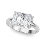 Oval-Emerald Two Stone Lab Grown Diamond Engagement Ring - VS1 D/E/F | 14K & 18K Gold | 14K White Gold | Oval-Emerald Lab Diamond | Picasso Gold & Diamond Chicago