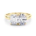Oval-Emerald Two Stone Lab Grown Diamond Engagement Ring - VS1 D/E/F | 14K & 18K Gold | 14K Yellow Gold | Oval-Emerald Lab Diamond | Picasso Gold & Diamond Chicago