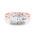 Oval-Emerald Two Stone Lab Grown Diamond Engagement Ring - VS1 D/E/F | 14K & 18K Gold | 14K Yellow Gold | Oval-Emerald Lab Diamond | Picasso Gold & Diamond Chicago