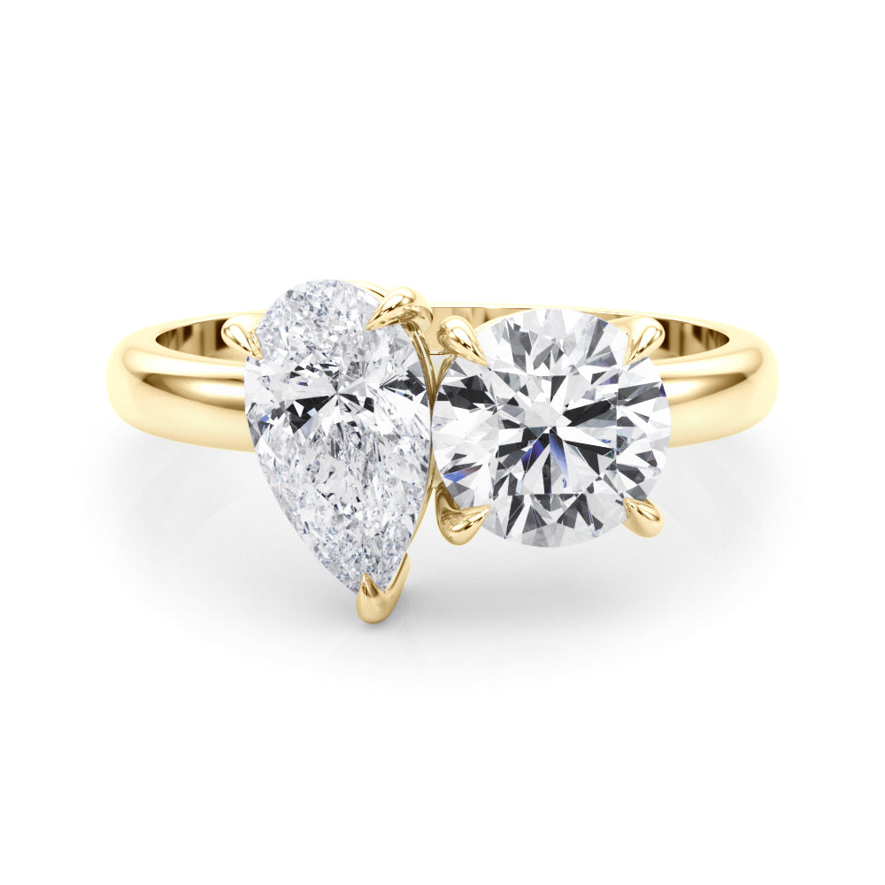 Pear Two Stone Lab Grown Diamond Engagement Ring - VS1 D/E/F | 14K & 18K Gold | 14K Yellow Gold | Pear Lab Diamond | Picasso Gold & Diamond Chicago