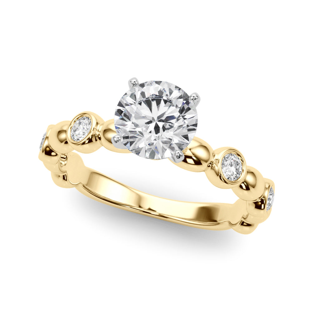Round Single Row Lab Grown Diamond Engagement Ring - VS1 D/E/F | 14K & 18K Gold | 14K White Gold | Round Lab Diamond | Picasso Gold & Diamond Chicago