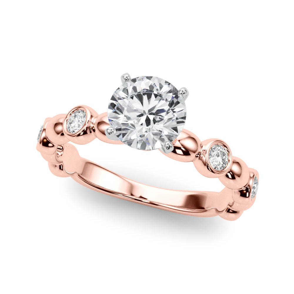 Round Single Row Lab Grown Diamond Engagement Ring - VS1 D/E/F | 14K & 18K Gold | 14K Yellow Gold | Round Lab Diamond | Picasso Gold & Diamond Chicago