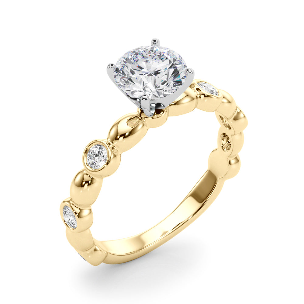Round Single Row Lab Grown Diamond Engagement Ring - VS1 D/E/F | 14K & 18K Gold | 14K Yellow Gold | Round Lab Diamond | Picasso Gold & Diamond Chicago