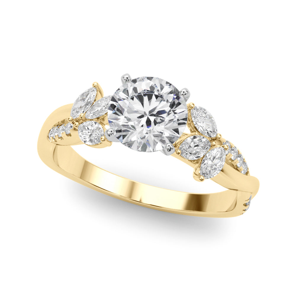 Round Twisted Shank Lab Grown Diamond Engagement Ring - VS1 D/E/F | 14K & 18K Gold | 14K White Gold | Round Lab Diamond | Picasso Gold & Diamond Chicago