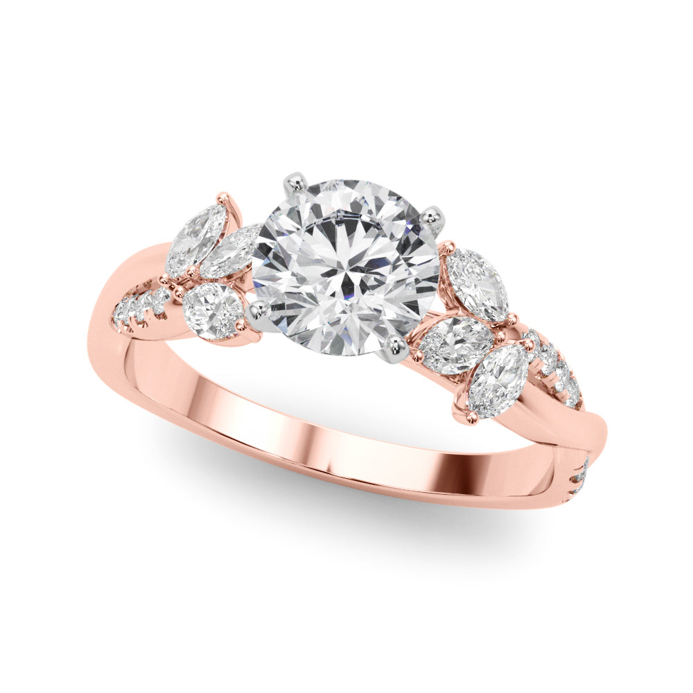 Round Twisted Shank Lab Grown Diamond Engagement Ring - VS1 D/E/F | 14K & 18K Gold | 14K Yellow Gold | Round Lab Diamond | Picasso Gold & Diamond Chicago