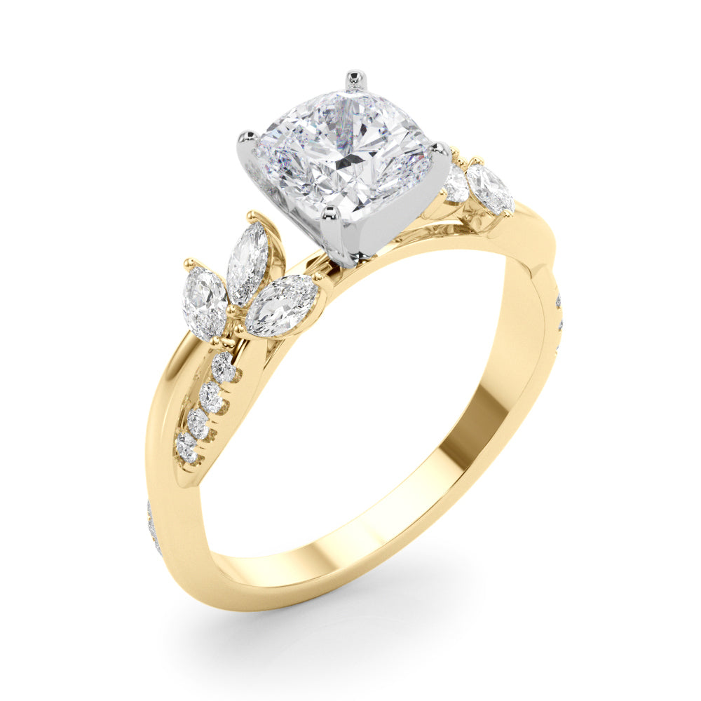 Round Twisted Shank Lab Grown Diamond Engagement Ring - VS1 D/E/F | 14K & 18K Gold | Lab Grown Diamond Engagement Ring | Picasso Gold & Diamond | Chicago
