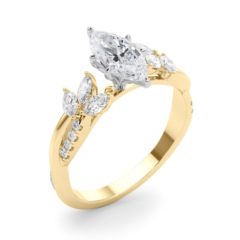 Round Twisted Shank Lab Grown Diamond Engagement Ring - VS1 D/E/F | 14K & 18K Gold | Lab Grown Diamond Engagement Ring | Picasso Gold & Diamond | Chicago