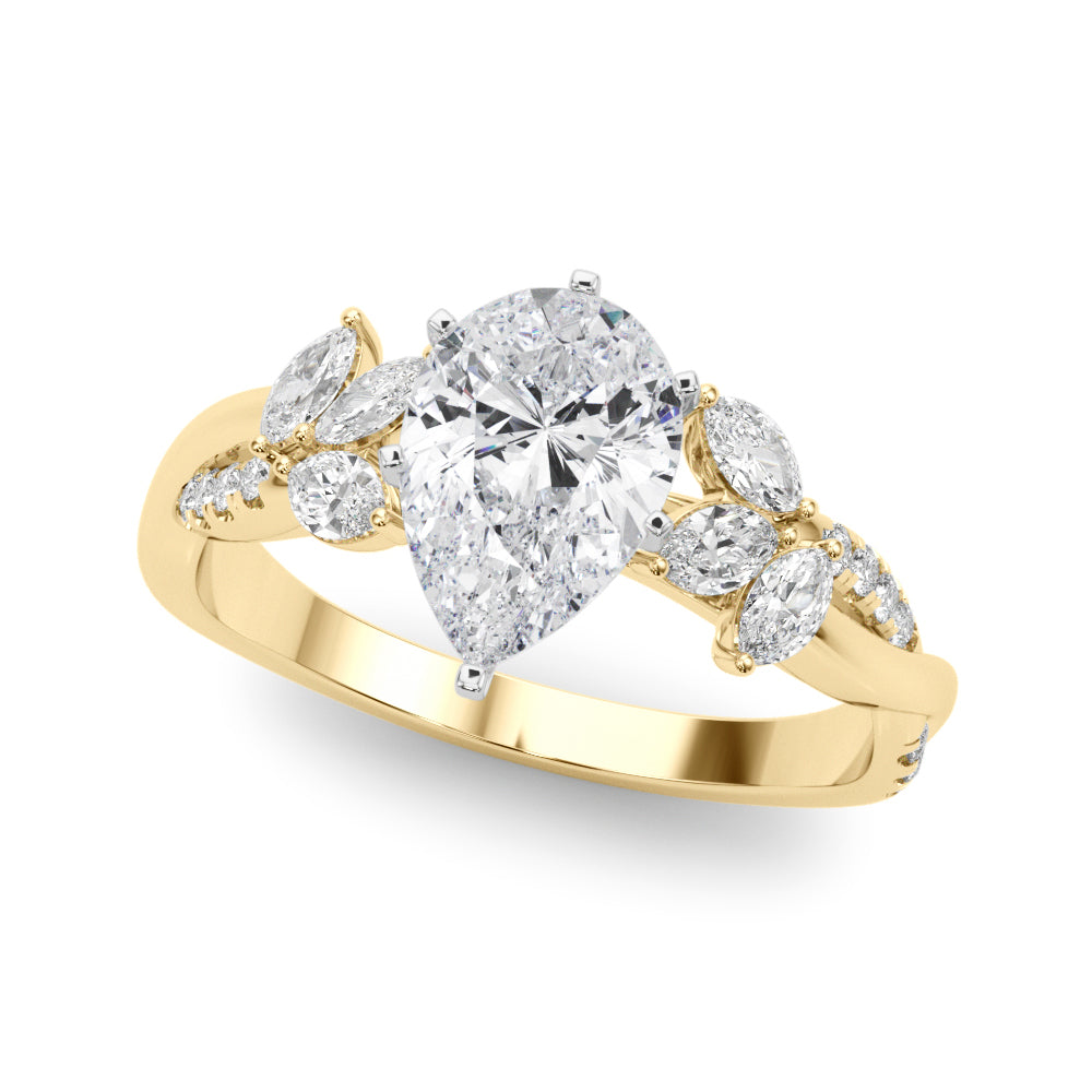 Round Twisted Shank Lab Grown Diamond Engagement Ring - VS1 D/E/F | 14K & 18K Gold | 18K Yellow Gold | Round Lab Diamond | Picasso Gold & Diamond Chicago