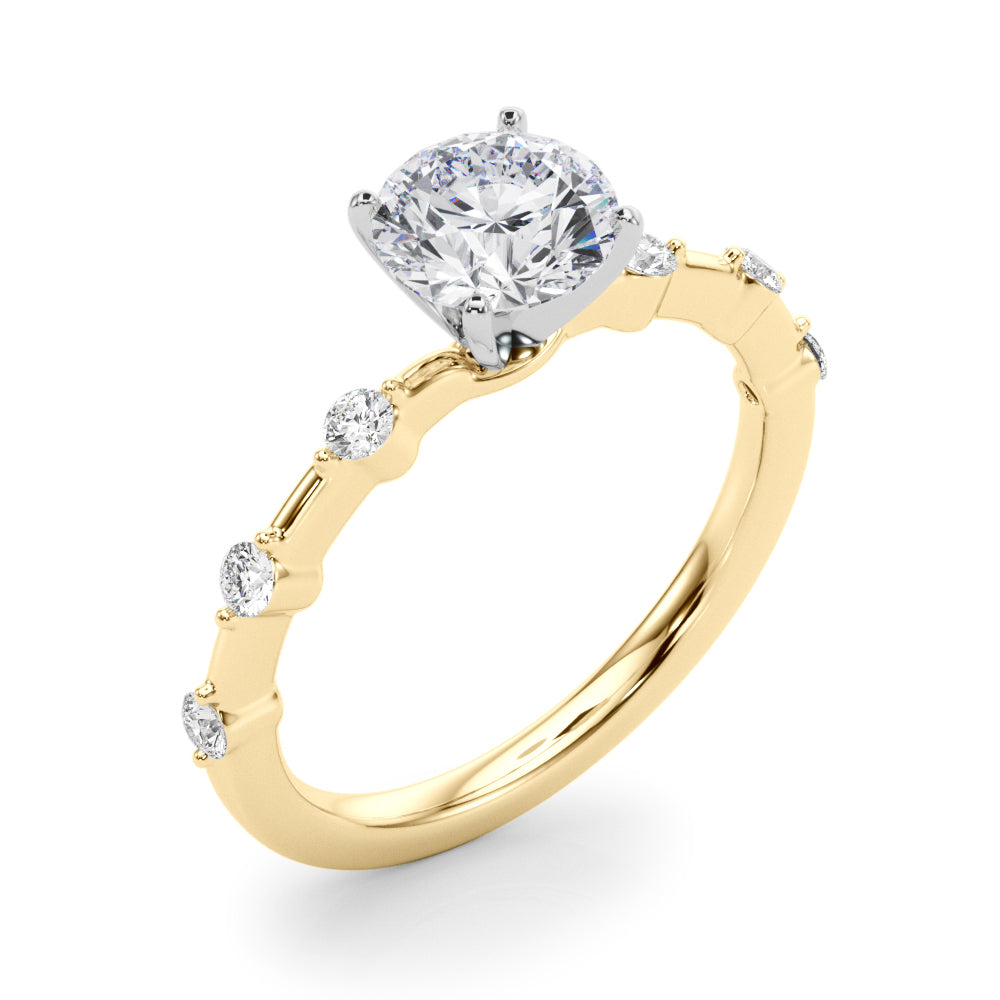 Round Single Row Lab Grown Diamond Engagement Ring - VS1 D/E/F | 14K & 18K Gold | 14K Yellow Gold | Round Lab Diamond | Picasso Gold & Diamond Chicago