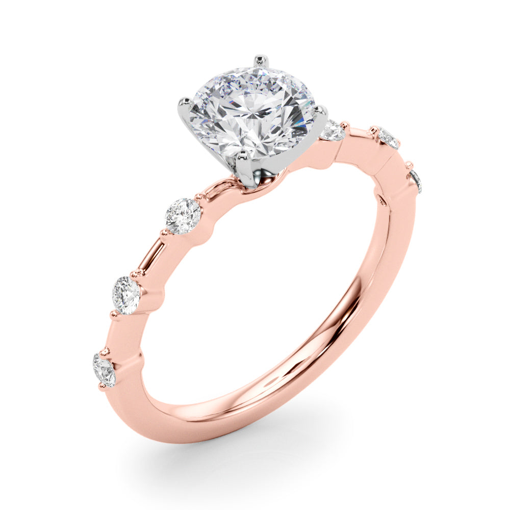 Round Single Row Lab Grown Diamond Engagement Ring - VS1 D/E/F | 14K & 18K Gold | 14K Rose Gold | Round Lab Diamond | Picasso Gold & Diamond Chicago