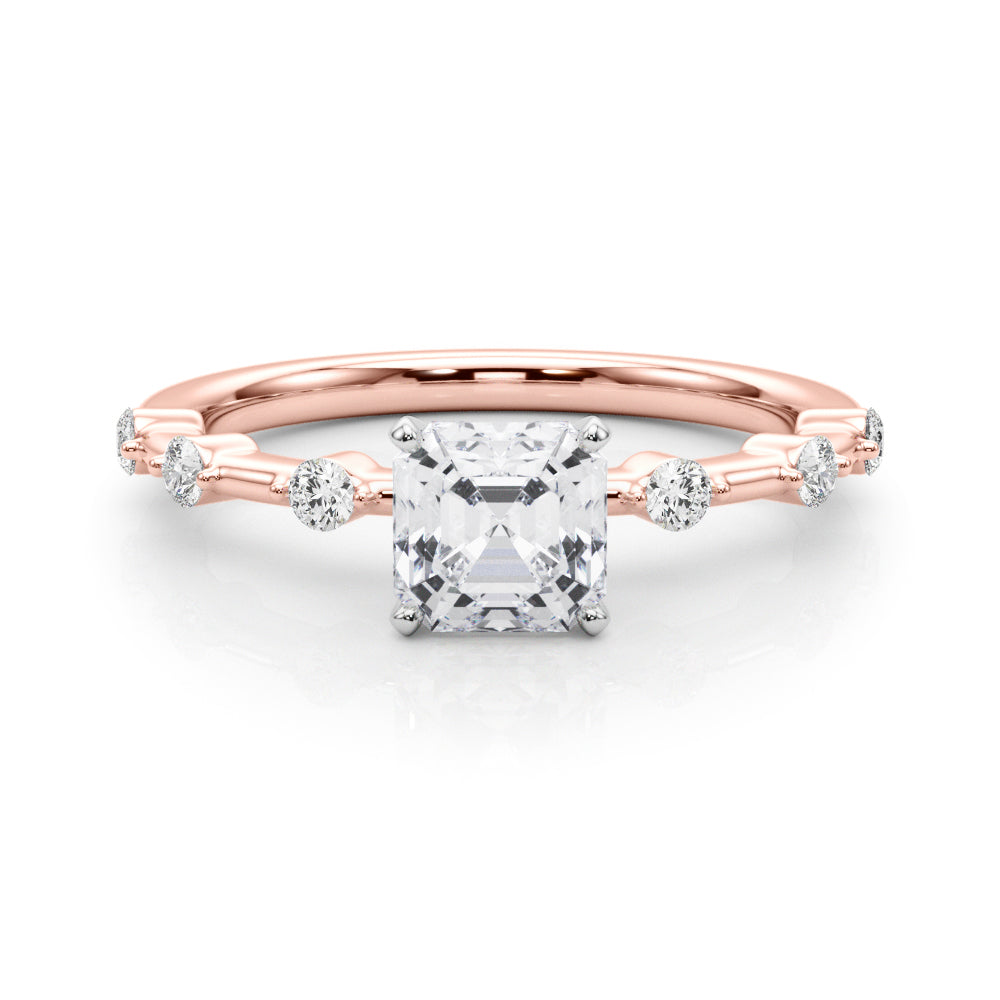 Round Single Row Lab Grown Diamond Engagement Ring - VS1 D/E/F | 14K & 18K Gold | 18K Rose Gold | Round Lab Diamond | Picasso Gold & Diamond Chicago