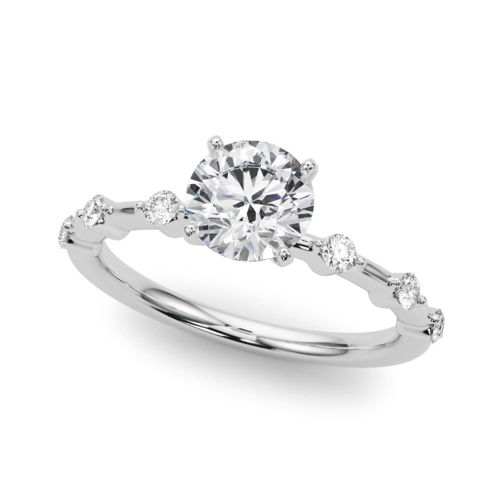 Round Single Row Lab Grown Diamond Engagement Ring - VS1 D/E/F | 14K & 18K Gold | 14K White Gold | Round Lab Diamond | Picasso Gold & Diamond Chicago