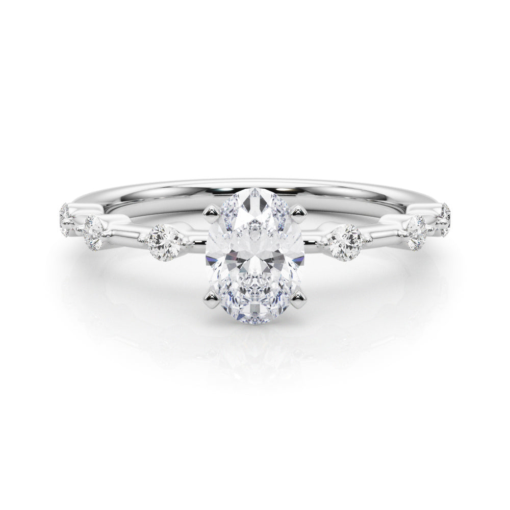Round Single Row Lab Grown Diamond Engagement Ring - VS1 D/E/F | 14K & 18K Gold | 14K White Gold | Round Lab Diamond | Picasso Gold & Diamond Chicago